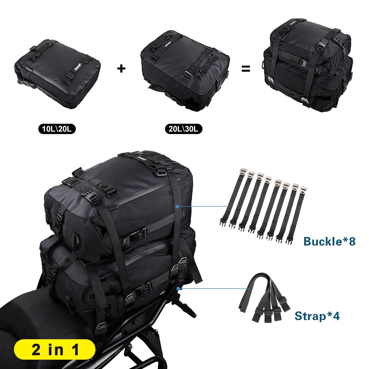 Rhinowalk 10L Motorbike Tail Bag Commuter Sport Motorcycle Seat Bag Urban Motorcycle Side Touring Pack (MT21610)